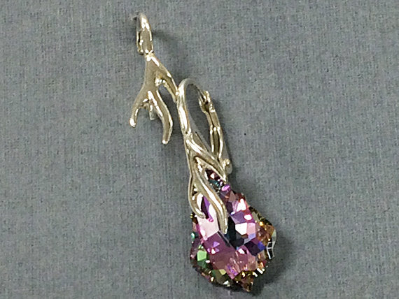 1 Pair Pinch Bails Lever back Earwires For Swarovski Pendants Sterling Silver - SF1543 - BeadPrism