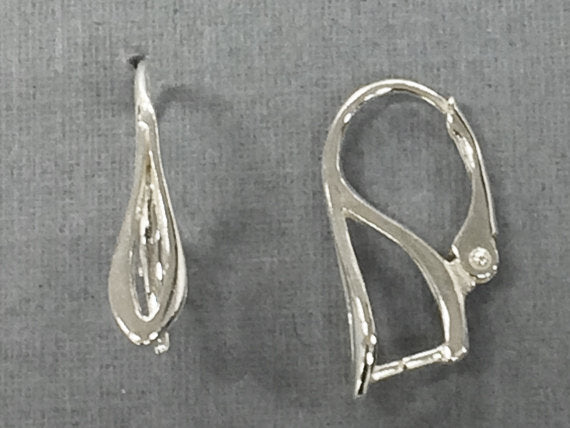 1 Pair Pinch Bails Lever back Ear wires For Swarovski Pendants Sterling Silver Components - SF1544 - BeadPrism
