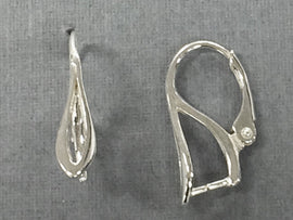1 Pair Pinch Bails Lever back Ear wires For Swarovski Pendants Sterling Silver Components - SF1544 - BeadPrism