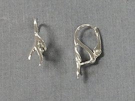 1 Pair Pinch Bails Lever back Earwires For Swarovski Pendants Sterling Silver - SF1543 - BeadPrism