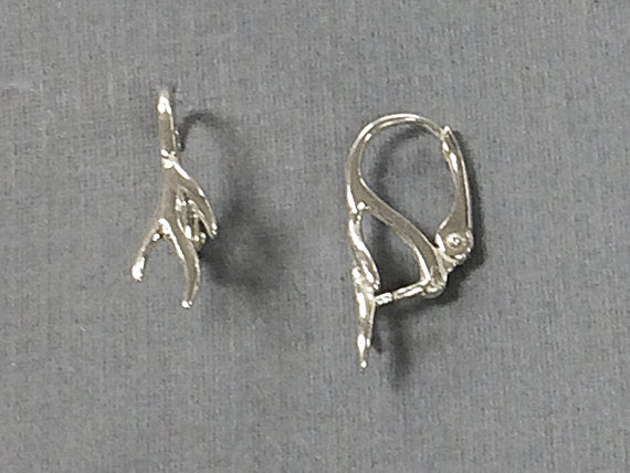 1 Pair Pinch Bails Lever back Earwires For Swarovski Pendants Sterling Silver - SF1543 - BeadPrism