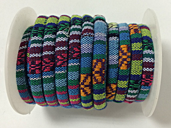 6mm Round Multicolors Cotton Cord MCC9, Light Blue Green Vegan Cord, Choose length wholesale - VC09 - BeadPrism