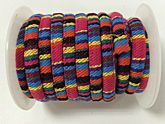 6mm Round Multicolors Cotton Cord MCC11- Fuchia Vegan Cord - Choose your length wholesale - VC11 - BeadPrism