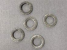 Load image into Gallery viewer, 25 Pc Connector Rings 14mm Antique Silver Finish, Round Textured Ring Pewter Antique Silver - PBF308 - BeadPrism