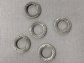25 Pc Connector Rings 14mm Antique Silver Finish, Round Textured Ring Pewter Antique Silver - PBF308 - BeadPrism