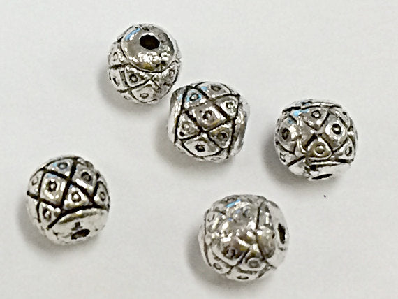 50 Pc  6mm Pewter Spacer Beads - Antique Silver Finish - PBF306 - BeadPrism