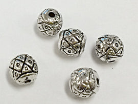 50 Pc  6mm Pewter Spacer Beads - Antique Silver Finish - PBF306 - BeadPrism