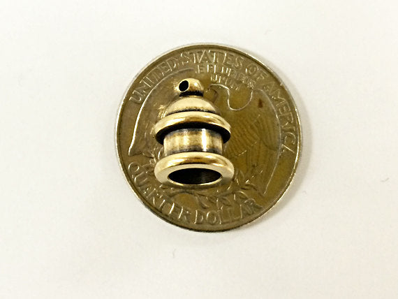 4 Brass Kumihino Tassel Cap 6mm Cord Ends Pagoda Style Light Antique Brass Recessed Design - P0201BO - BeadPrism