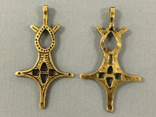 Load image into Gallery viewer, 5 Brass Ethiopian Cross Pendants 3 Inch, African Crosses Pendants - TP202-5 - BeadPrism