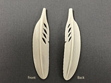 Load image into Gallery viewer, 2pc White Carved Bone Large Feather Ivory Color 3" 75mm Native American Earring 1.4mm Hole - BF103-2 - BeadPrism