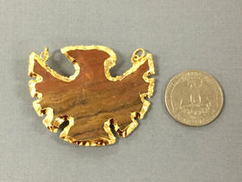 Eagle Jasper , Gold Plated Edged, Double Looped Hand made Pendant 2 inch Approx - AP219 - BeadPrism