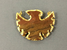 Eagle Jasper , Gold Plated Edged, Double Looped Hand made Pendant 2 inch Approx - AP219 - BeadPrism