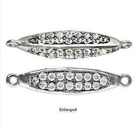 CZ Connectors Sterling Silver Anti Tarnish 18.5mm 3 sided Link Cubic Zirconia Pave set - SF1554 - BeadPrism