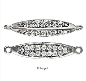 CZ Connectors Sterling Silver Anti Tarnish 18.5mm 3 sided Link Cubic Zirconia Pave set - SF1554 - BeadPrism