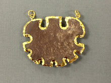 Load image into Gallery viewer, Sun Wheel Jasper , Gold Plated Edged, Double Looped Hand made Pendant 2 inch Approx - AP218 - BeadPrism