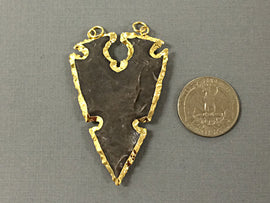 Fancy Arrowhead Jasper , Gold Plated Edged, Hand made Pendant 2.25 Inch Approx - AP215 - BeadPrism