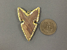 Load image into Gallery viewer, Fancy Arrowhead Jasper , Gold Plated Edged, Hand made Pendant 1.7 Inch Approx - AP214L - BeadPrism