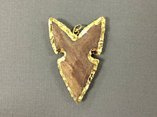 Load image into Gallery viewer, Fancy Arrowhead Jasper , Gold Plated Edged, Hand made Pendant 1.7 Inch Approx - AP214L - BeadPrism