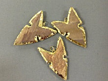 Load image into Gallery viewer, Fancy Arrowhead Jasper , Gold Plated Edged, Hand made Pendant 1.7 Inch Approx - AP214L - BeadPrism