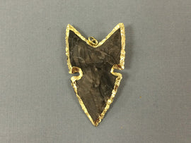 Fancy Arrowhead Jasper , Gold Plated Edged, Hand made Pendant 1.7 Inch Approx - AP214D - BeadPrism