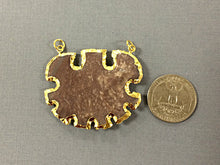 Load image into Gallery viewer, Sun Wheel Jasper , Gold Plated Edged, Double Looped Hand made Pendant 2 inch Approx - AP218 - BeadPrism