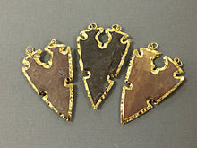 Load image into Gallery viewer, Fancy Arrowhead Jasper , Gold Plated Edged, Hand made Pendant 2.25 Inch Approx - AP215 - BeadPrism