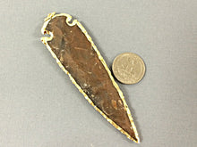 Load image into Gallery viewer, Arrowhead Jasper Extra Large Gold Plated Edged, Hand made Pendant 4 Inch Approx - AP415 - BeadPrism