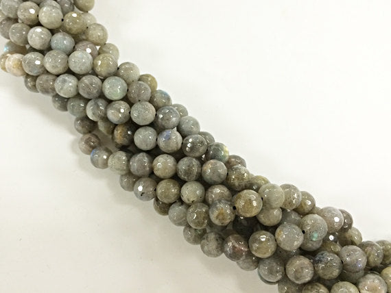 6mm Labradorite Faceted Round Gemstone Full 16" 68 Beads Strand Peacock Color Good Quality - SLB105 - BeadPrism