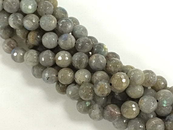 6mm Labradorite Faceted Round Gemstone Full 16" 68 Beads Strand Peacock Color Good Quality - SLB105 - BeadPrism