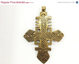 25 Pcs Extra Large Brass Ethiopian Cross Pendant  4 Inch approx - TP107C-25 - BeadPrism