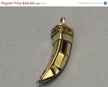 Load image into Gallery viewer, ON SALE 10 Pc Gold Mosiac Tibetan Brass Horn Tusk Pendant 2 Inch - AP105-Gm-10 - BeadPrism