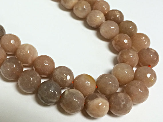 25%OFF 10mm SunStone faceted Round Gemstone Full 40 Beads Strand AA Quality Peach Blush -SPB201 - BeadPrism