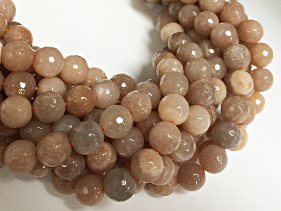25%OFF 10mm SunStone faceted Round Gemstone Full 40 Beads Strand AA Quality Peach Blush -SPB201 - BeadPrism