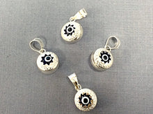 Load image into Gallery viewer, 3D Evil Eye Sterling Silver with Blue White Enamel 18 mm Greek Key Pattern 925 Silver marked - SP957 - BeadPrism
