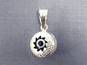 3D Evil Eye Sterling Silver with Blue White Enamel 18 mm Greek Key Pattern 925 Silver marked - SP957 - BeadPrism