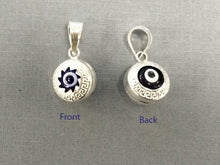 Load image into Gallery viewer, 3D Evil Eye Sterling Silver with Blue White Enamel 18 mm Greek Key Pattern 925 Silver marked - SP957 - BeadPrism