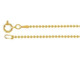 14Kt Gold-Filled 1.2mm Bead Chain Necklace in 16, 18, 20, 22, 24, 30-inch Lengths  -  GFC12BCxx - BeadPrism