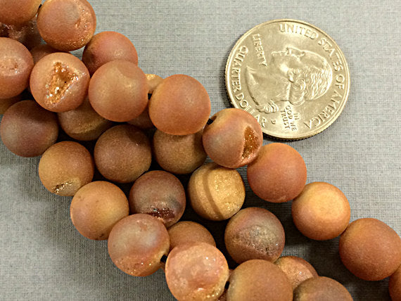 25%OFF 10mm Druzy Druzzy Geode Sedona Red Tones Round Gemstone 37 Beads 15.5" Strand -SDZ112 - BeadPrism