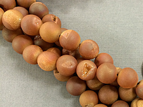 25%OFF 10mm Druzy Druzzy Geode Sedona Red Tones Round Gemstone 37 Beads 15.5" Strand -SDZ112 - BeadPrism