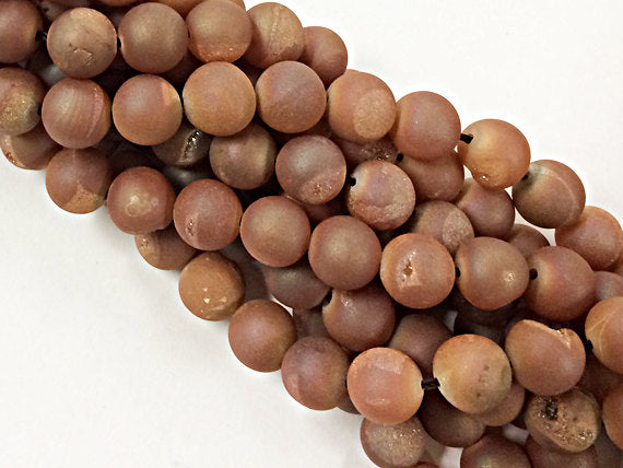 25%OFF 10mm Druzy Druzzy Geode Sedona Red Tones Round Gemstone 37 Beads 15.5" Strand -SDZ112 - BeadPrism
