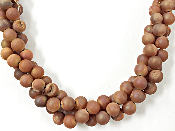 25%OFF 10mm Druzy Druzzy Geode Sedona Red Tones Round Gemstone 37 Beads 15.5" Strand -SDZ112 - BeadPrism