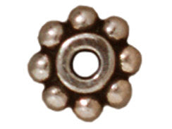 50 Pc 6mm Daisy Heishi Spacer Bead Antique Fine SIlver Plated, Tierracast Lead Free Pewter - P0407SA - BeadPrism