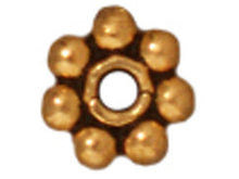 Load image into Gallery viewer, 100 Pc Daisy Heishi Spacer Bead 4mm Antique Gold Finish Tierracast Spacer Beads - P0408GA - BeadPrism