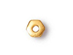 100 Pc Hex Heishi Spacer Bead 4mm Bright Gold Finish Tierracast Spacer Beads - P0411GB - BeadPrism