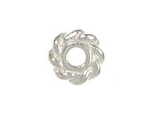 Load image into Gallery viewer, 100 Pc Twisted Daisy Heishi Spacer Bead 4mm Bright Silver Finish Tierracast Spacer Beads - P0412SB - BeadPrism