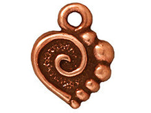 Load image into Gallery viewer, 10 Pc Spiral Heart Charm 12.5x10mm Antique Copper Finish Tierracast Charms - P2074CA - BeadPrism