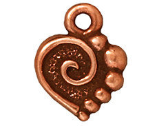 10 Pc Spiral Heart Charm 12.5x10mm Antique Copper Finish Tierracast Charms - P2074CA - BeadPrism
