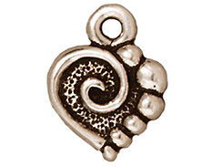10 Pc Spiral Heart Charm, TierraCast Pewter, 12.5x10mm Antique Silver Finish - P2074SA - BeadPrism
