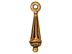 10 Pc Drop Column Charm 19x5mm Antique Gold Finish Tierracast Charms - P2075GA - BeadPrism