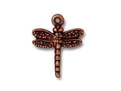 5 Pc Dragonfly Charm 20x16mm Antique Copper Finish Tierracast Charms - P2119CA - BeadPrism